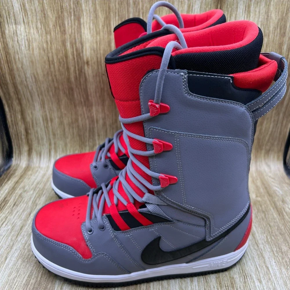 Nike Air Vapen Snowboard Boots Men's Size 9.5 Red Grey Shoes 447125-006